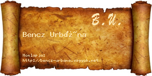 Bencz Urbána névjegykártya